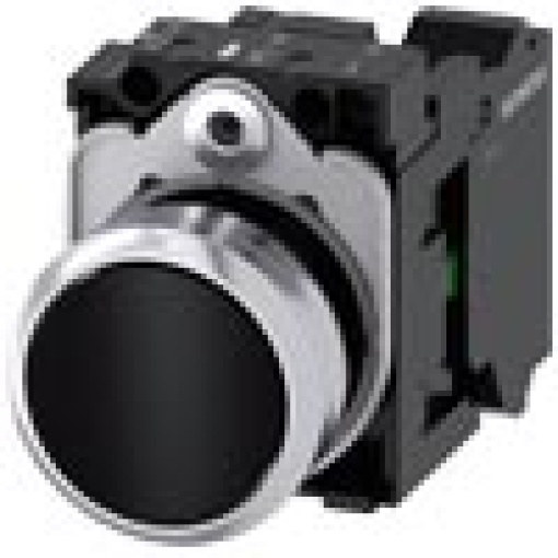 Pushbutton 22 mm round metal shiny black pushbutton flat momentary co