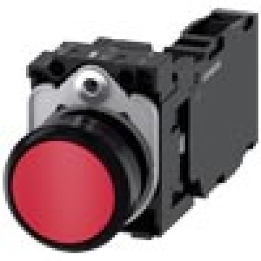Pushbutton 22 mm round plastic red pushbutton flat momentary contact t