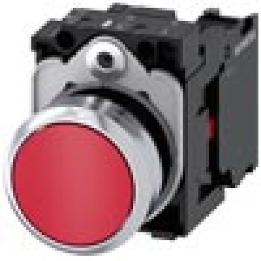 Pushbutton 22 mm round metal shiny red pushbutton flat momentary cont