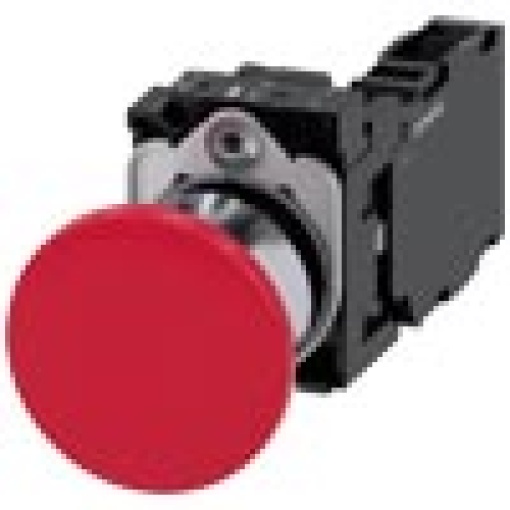 Mushroom pushbutton 22 mm round metal shiny red 40mm latching pullto