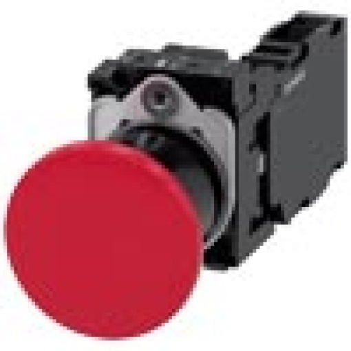 Mushroom pushbutton 22 mm round plastic red 40mm latching pulltounla