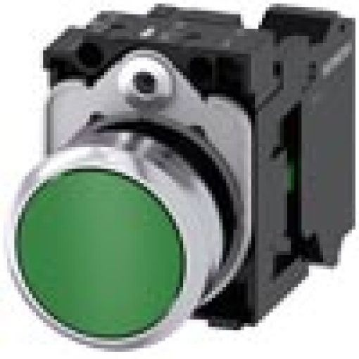 Pushbutton 22 mm round metal shiny green pushbutton flat momentary co