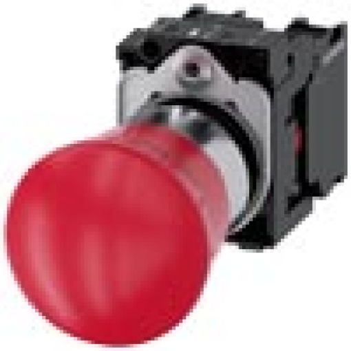 Emergency stop mushroom pushbutton 22 mm round metal high gloss red 1 N