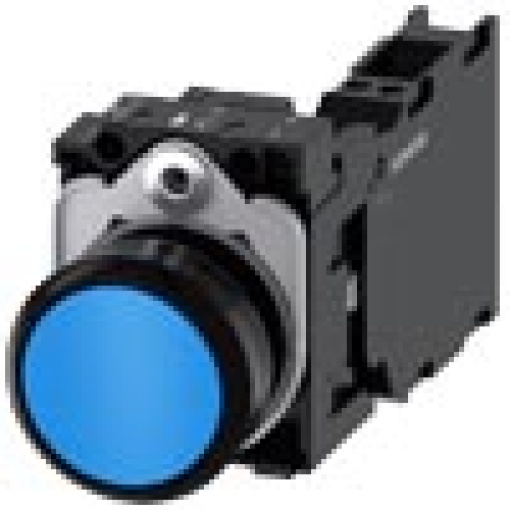 Pushbutton 22 mm round plastic blue pushbutton flat momentary contact 