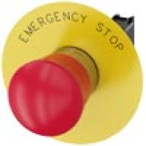 EMERGENCY STOP mushroom pushbutton 22 mm round metal shiny red 40 mm p