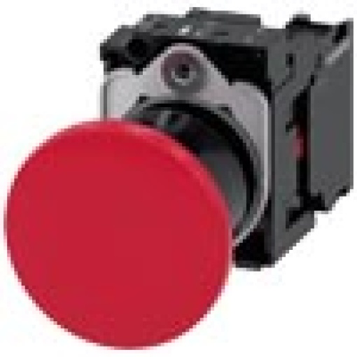 Mushroom pushbutton 22 mm round plastic red 40mm latching pulltounla