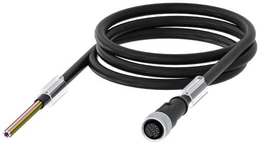 Connecting cable 8pin free cable end 15 m long straight M12 socket 2A an