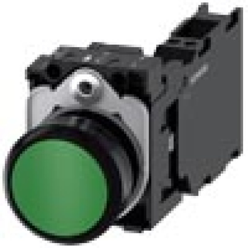 Pushbutton 22 mm round plastic green pushbutton flat momentary contact