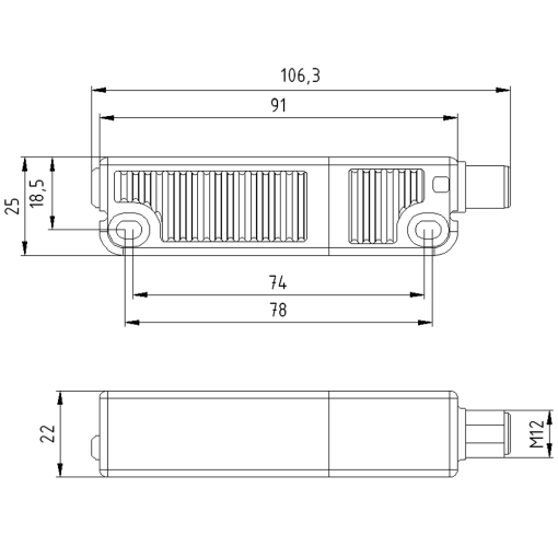 Contactless safety switch RFID rectangular 25 mm x 91 mm individually coded