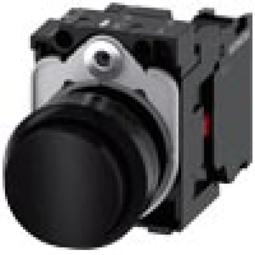 Pushbutton 22 mm round plastic black pushbutton raised momentary conta