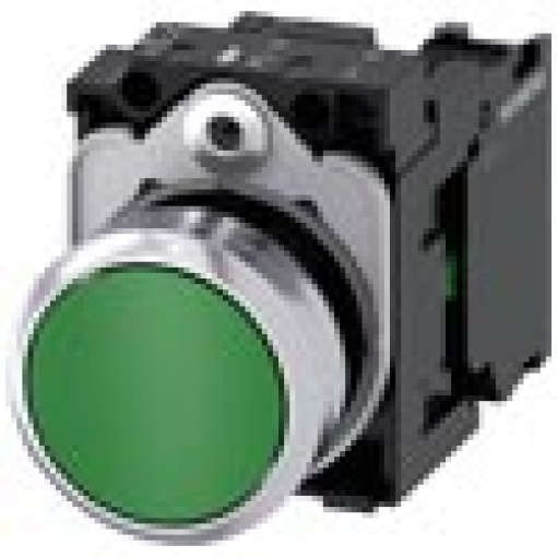 Pushbutton 22 mm round metal shiny green pushbutton flat momentary co
