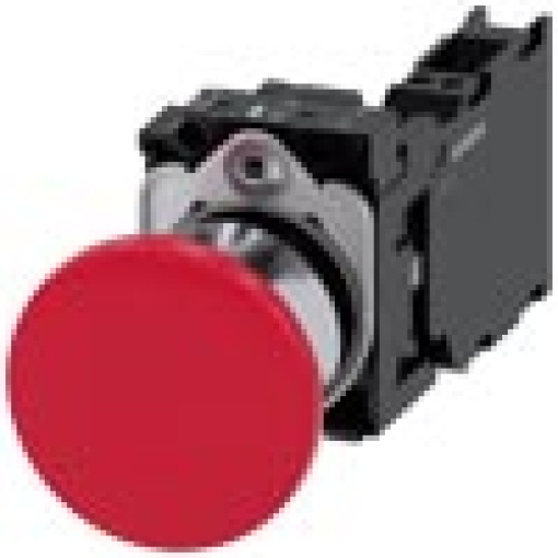 Mushroom pushbutton 22 mm round metal shiny red 40mm latching pullto