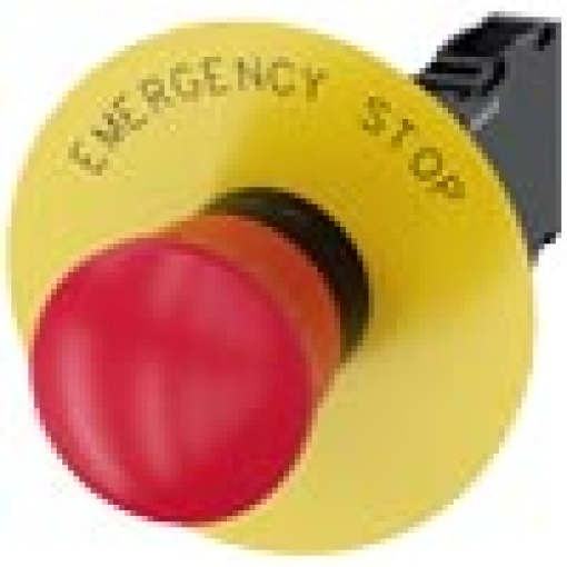 EMERGENCY STOP mushroom pushbutton 22 mm round plastic red 40 mm positi