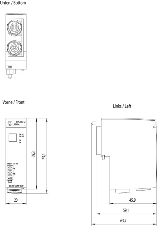 SIMATIC ET 200SP BA 2x M12