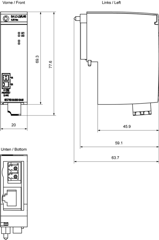SIMATIC BusAdapter BA LC-LDRJ45 1x LC-LD port, for single-mode fiber-optic c...