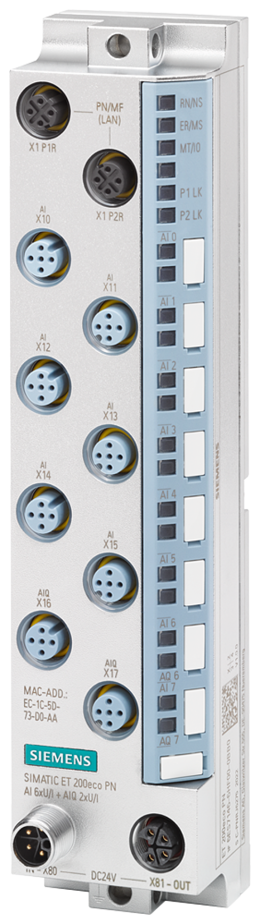 SIMATIC ET 200eco PN AI 6xUI  AIQ 2xUI 8x M12