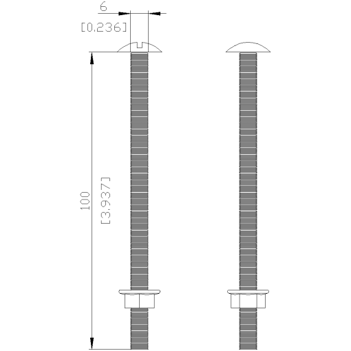 mounting screw kit comprises 4 screws and nuts metric thread M6 x 100 mm acc