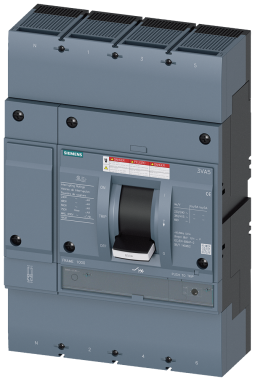 Circuit breaker 3VA5 UL frame 800 breaking capacity class M 35 kA  480 V 4pole