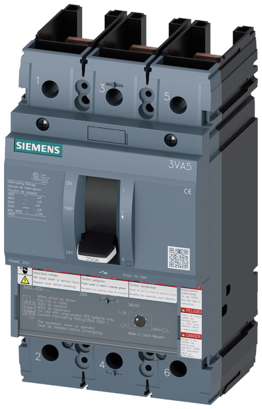 circuit breaker 3VA5 UL frame 250 breaking capacity class  C 100kA  480 V 3