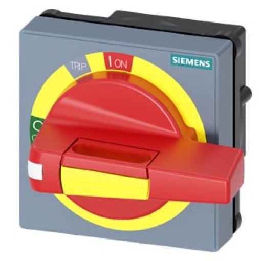 Handle with masking plate EMERGENCY STOP with tolerance compensation with doo...