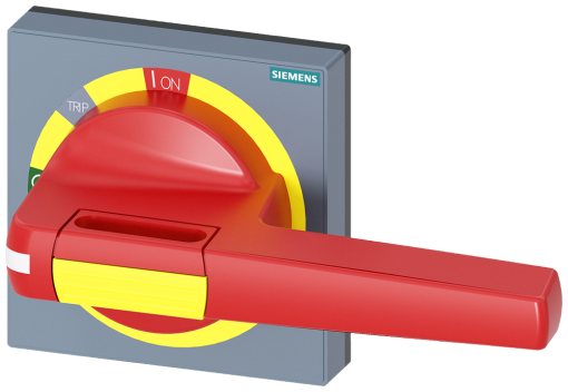 Handle with masking plate EMERGENCY STOP without tolerance compensation, acce...