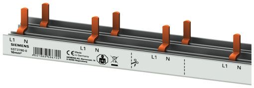 Compact pin busbar, 10 mm2, connection 1PN AFDD 5SM6  compact device 1 MW