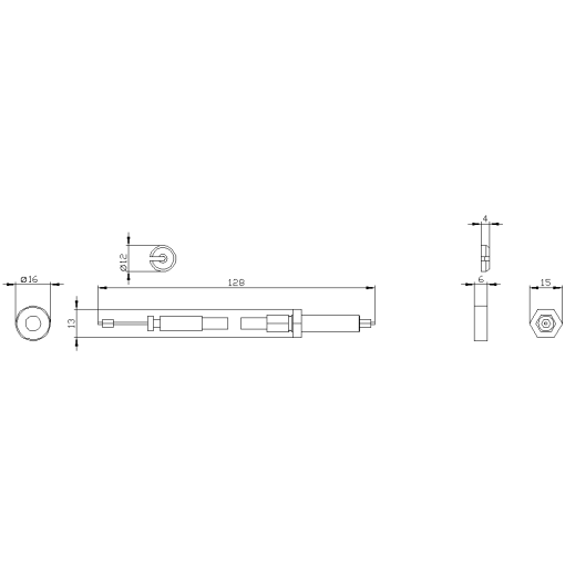Bowden cable 4500 mm for mutual mechanical interlocking