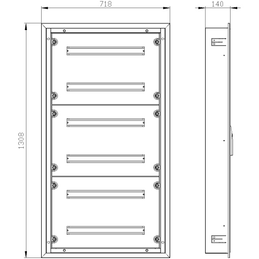 ALPHA 125 UNIVERSAL, wall-mounted cabinet, Flush-mounting, with distribution ...