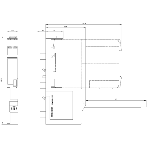 Fuse module without fuses for 22.5 mm busbar adapter