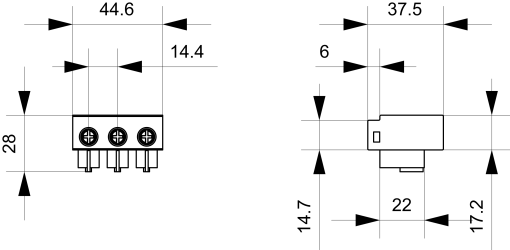 Main circuit terminals incoming and outgoing side connection main circuit
