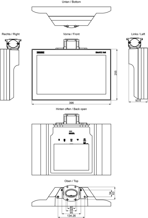 SIMATIC IPC IFP1500 V2 PRO 15" Multi-Touch, extended, supporting arm