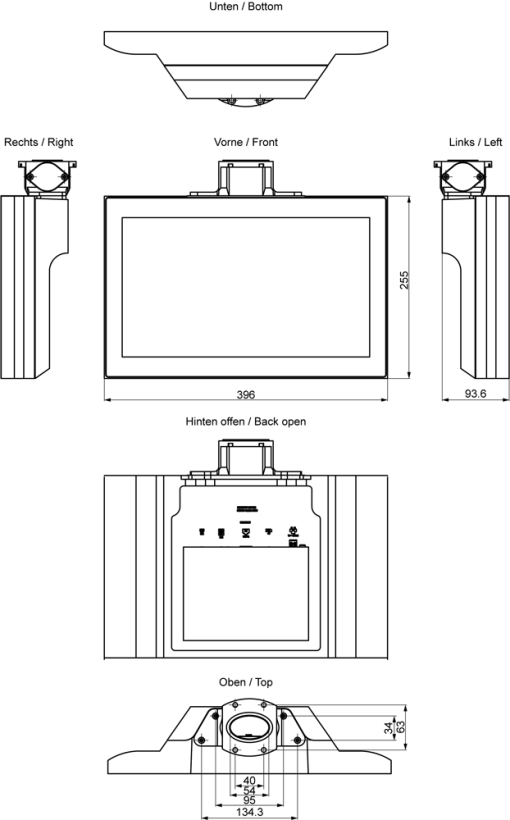 SIMATIC IPC IFP1500 V2 PRO 15" Multi-Touch, extended, supporting arm