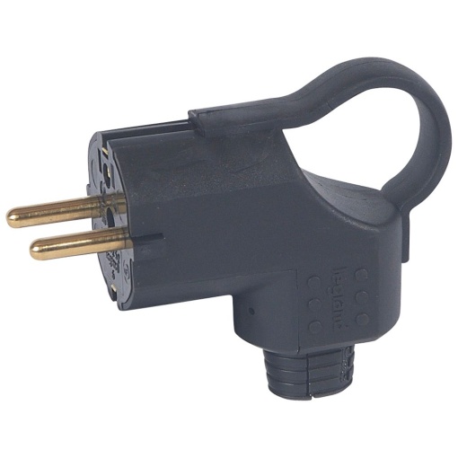 Ficha Macho 2PT - 16 A - borracha - Preta