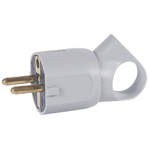 Ficha Macho 2PT - 16 A - com Anel plástico - Cinzenta
