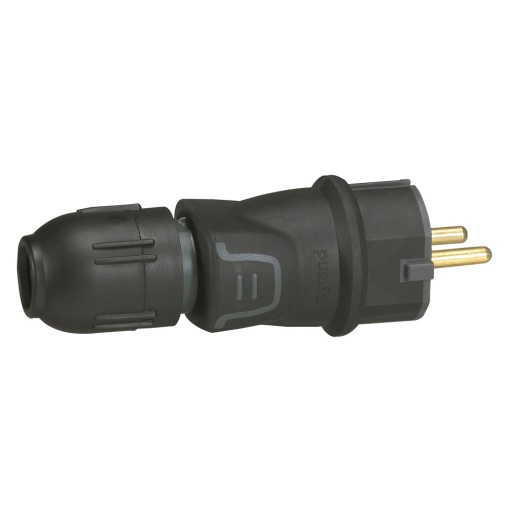 Ficha Macho 2PT - 16 A - borracha - Preta - IP 44  bucim de aperto
