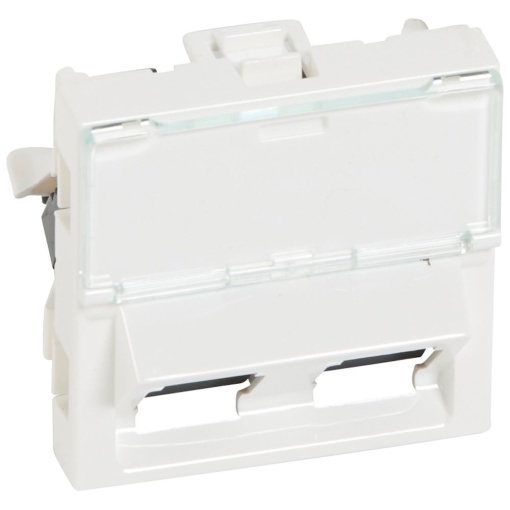Tomada dupla RJ45 inclinada 45 categoria 5e UTP 2 módulos Mosaico branco