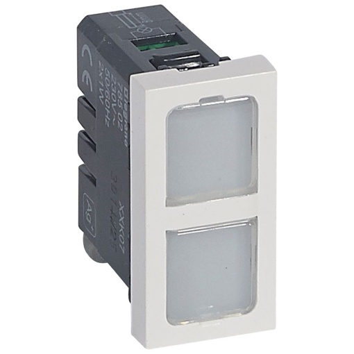 Mosaic - Sinalizador duplo - 230 V 1 W - 1 módulo - branco antimicrobial