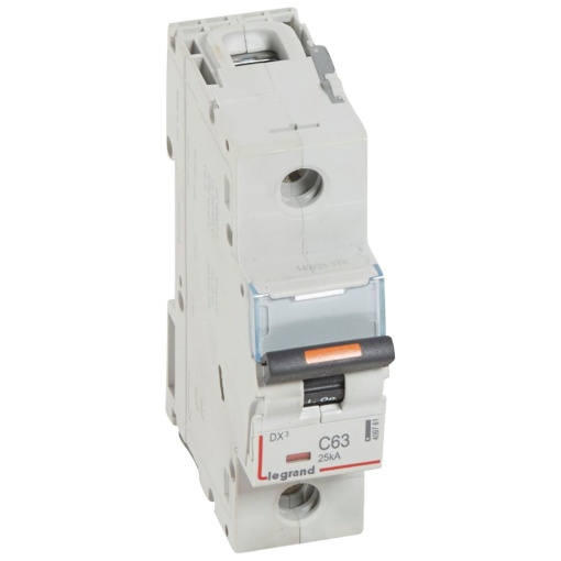 Disjuntores DX3 - 25kA - 1P - 230400 V - 63 A - curva C - 1,5 módulo