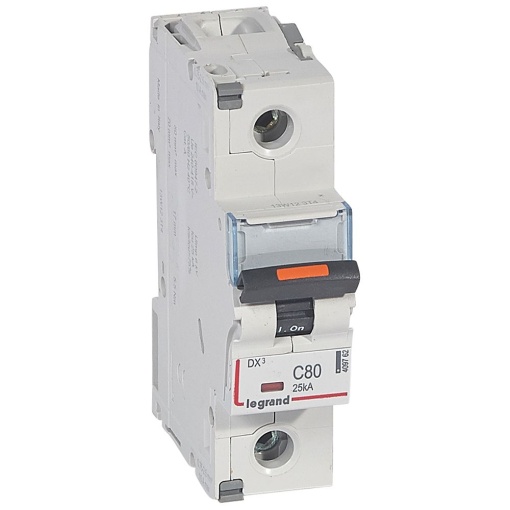 Disjuntores DX3 - 25kA - 1P - 230400 V - 80 A - curva C - 1,5 módulo