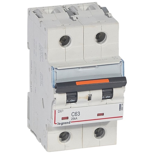 Disjuntores DX3 - 25kA - 2P - 230400 V - 63 A - curva C - 2 módulos