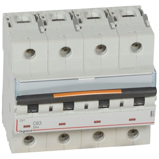 Disjuntores DX3 - 25kA - 4P - 400 V - 63 A - curva C - 4 módulos