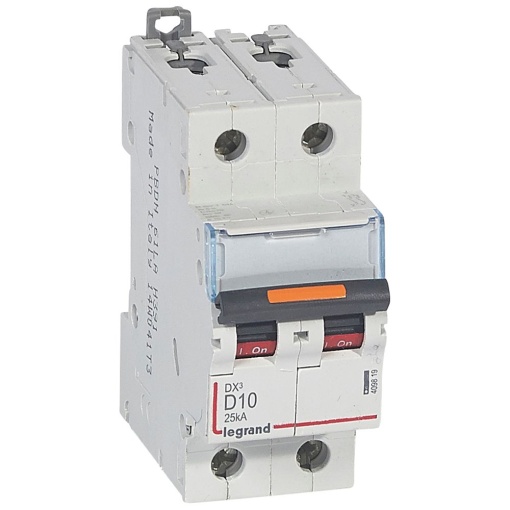 Disjuntores DX3 - 25kA - 2P - 230400 V - 10 A - curva D - 2 módulos