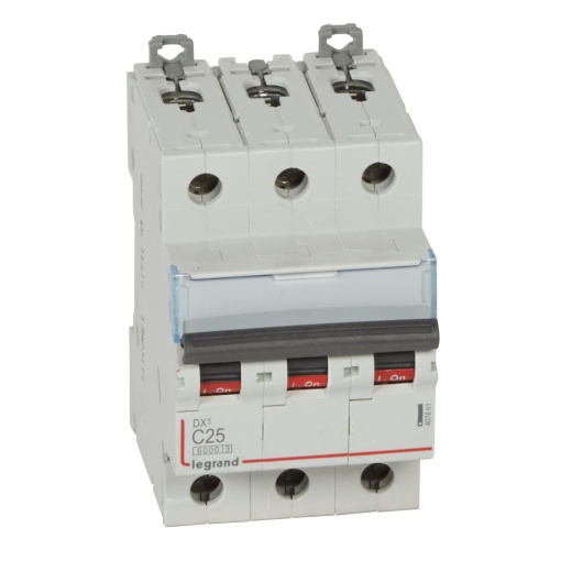 Disjuntor DX³ 6000 - 10 kA - 3P - 400V - 25 A - Curva C - 3 mód