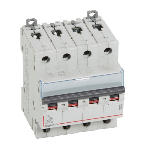 Disjuntor DX³ 6000 - 10 kA - 4P - 400 V - 25 A - Curva D - 4 mód