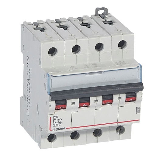 Disjuntor DX³ 6000 - 10 kA - 4P - 400 V - 32 A - Curva D - 4 mód