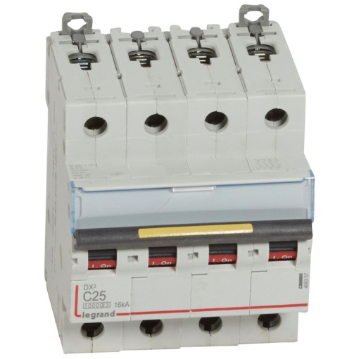 Disjuntores DX3 - 10000A16kA - 4P - 400 V - 25A - curva C - 4 módulos