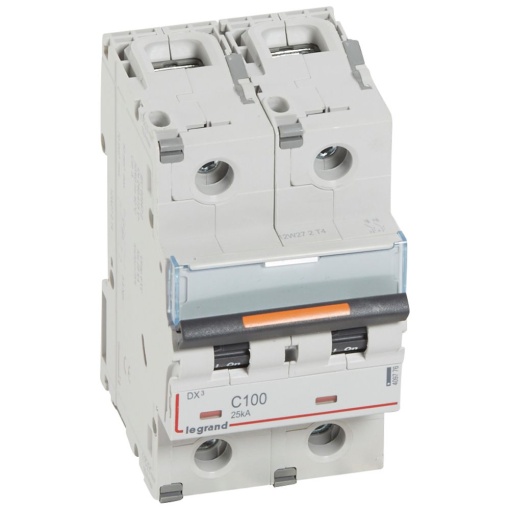 Disjuntores DX3 - 25kA - 2P - 230400 V - 100 A - curva C - 2 módulos