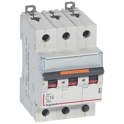 Disjuntores DX3 - 25kA - 3P - 400 V - 16 A - curva C - 3 módulos