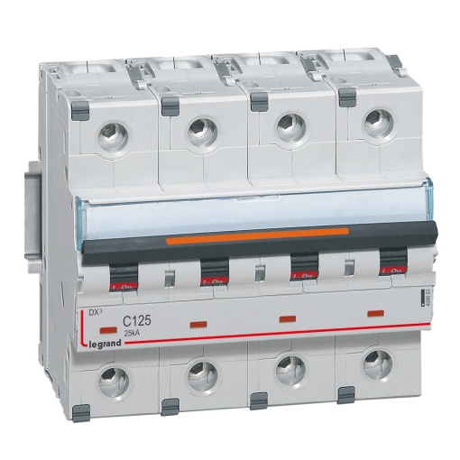 Disjuntores DX3 - 25kA - 4P - 400 V - 125 A - curva C - 4 módulos