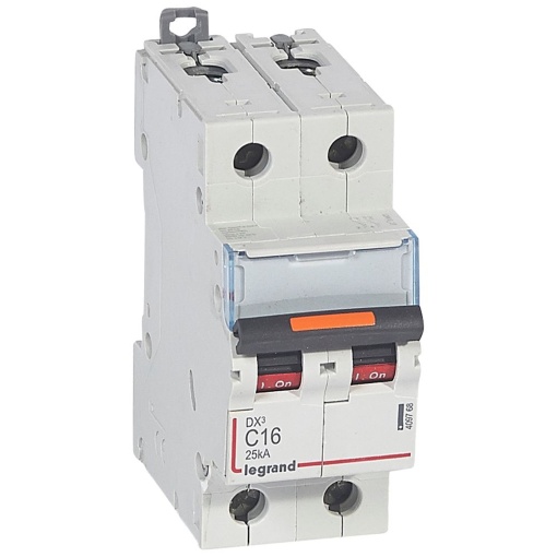 Disjuntores DX3 - 25kA - 2P - 230400 V - 16 A - curva D - 2 módulos